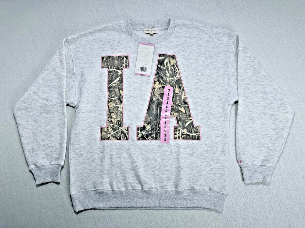 State of Mine Iowa IA Camo Pink Graphic Sweatshirt Gray Size S Gray/pink NWT
